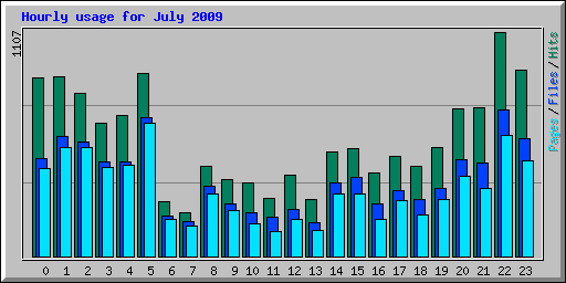 Hourly usage for July 2009