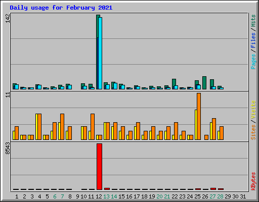 Daily usage for February 2021