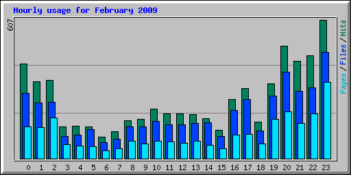 Hourly usage for February 2009