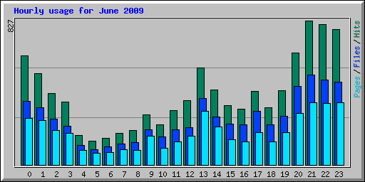 Hourly usage for June 2009