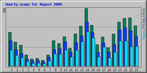 Hourly usage for August 2009